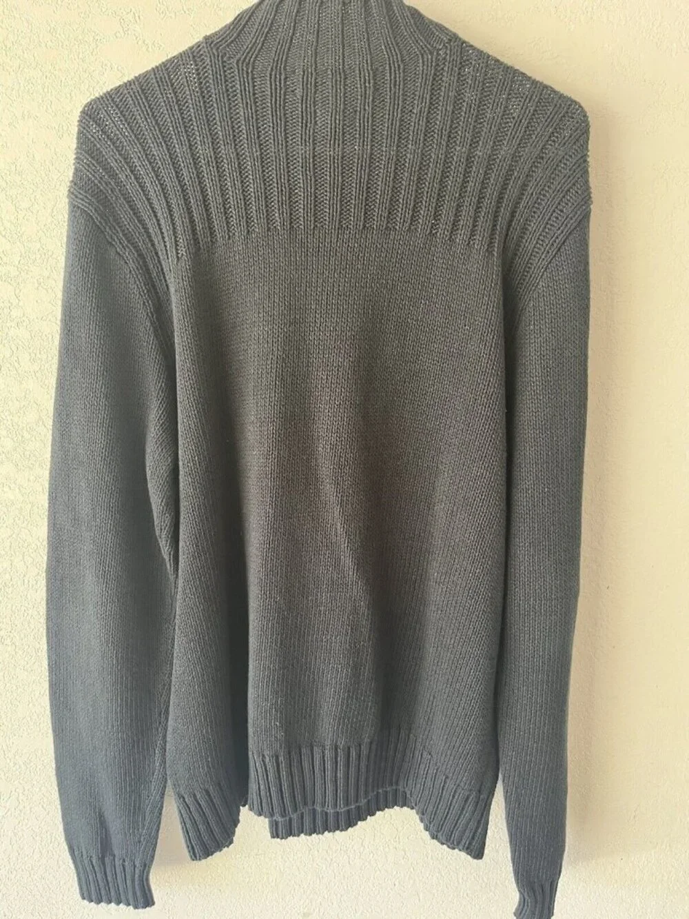 Polo Ralph Lauren navy blue cotton/linen blend 1/4 zip pullover  men’s L preppy